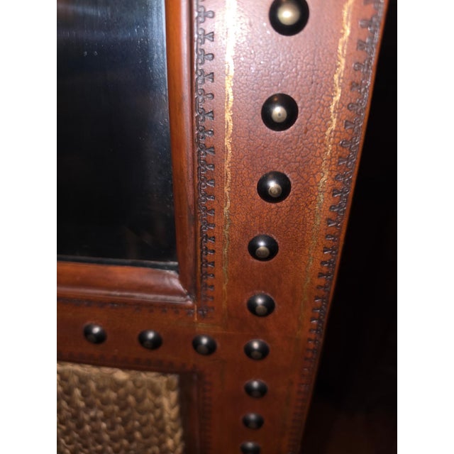 Wood Vintage Maitland-Smith Hand Made Three-Panel Mirrored Woven Room Divider Screen For Sale - Image 7 of 11