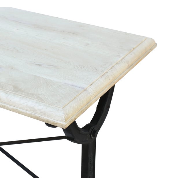 Matthew Izzo Home Avignon Long Lightly Distressed White Oak and Cast Iron Table For Sale In New York - Image 6 of 7