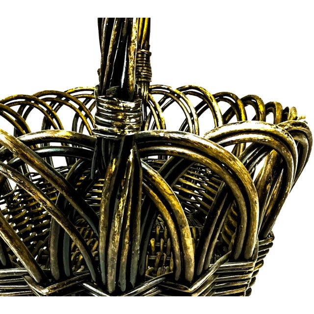 Coffee Vintage Extra Large French Fruit Flower Basket For Sale - Image 8 of 13