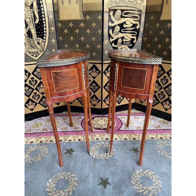 Wood Louis XV Half-Moon Bedside Tables, Set of 2 For Sale - Image 7 of 8