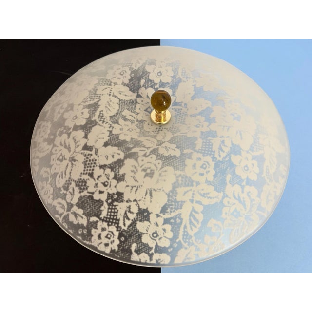 Hollywood Regency Mid Century Floral Damask Flush Light For Sale - Image 3 of 18