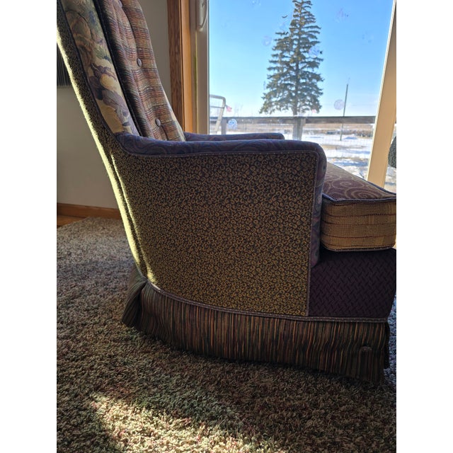 Boho Chic One-of-a-Kind Mid-Century Swivel Chairs | Custom Upholstered | Rocker + Swivel For Sale - Image 3 of 12