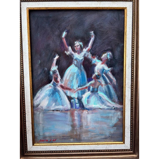 2020s Framed Ballet Pas De Quatre Original Painting For Sale - Image 5 of 7