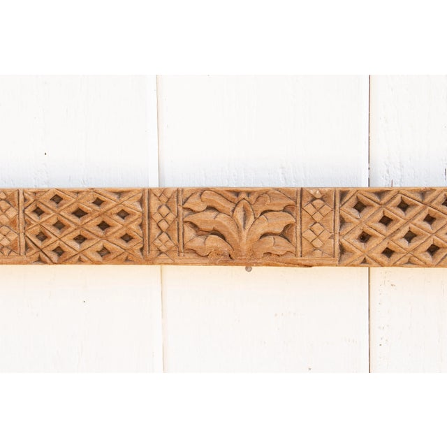 1800's Carved Varanasi Teak Lintel For Sale - Image 4 of 8