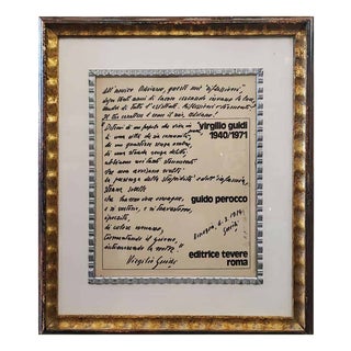Virgilio Guidi, Spatialist Poetry Theme, Ink on Paper, Framed For Sale