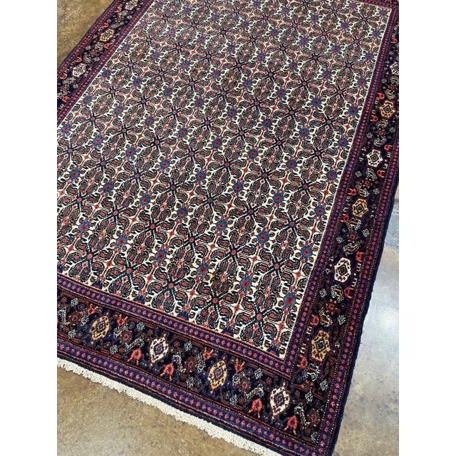 1990s 1990s Handwoven Old Persian Senneh Area Rug 4'6" X 6'6" For Sale - Image 5 of 5