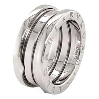 Bvlgari B.zero1 Three Band 18k White Gold Ring Size 6 For Sale