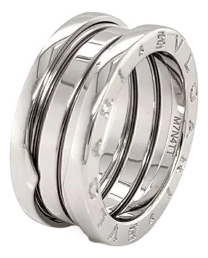 Bvlgari B.zero1 Three Band 18k White Gold Ring Size 6