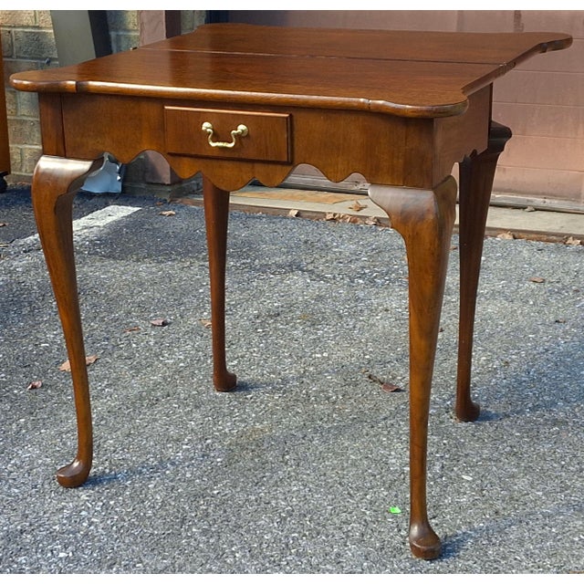 Wood Mid 20th Century Queen Anne Style Mahogany Fold-Top Card Table Console Table For Sale - Image 7 of 12