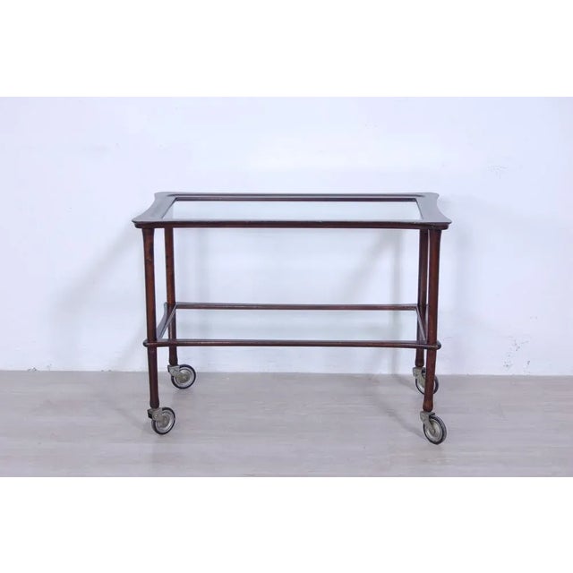 1950s Mid-Century Glass & Wood Trolley, 1950s For Sale - Image 5 of 11