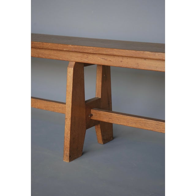 Wood Long Mid-Century Dutch Bossche School Church Bench, 1950s For Sale - Image 7 of 15