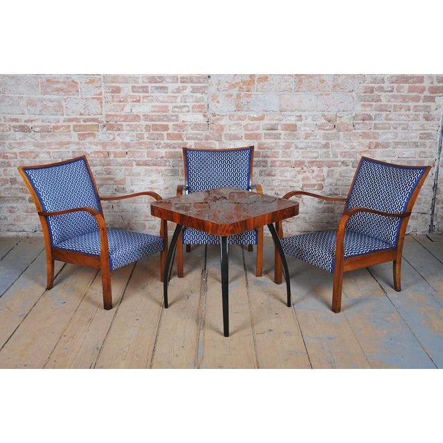 Art Deco Armchairs in Walnut, Czech, 1920s, Set of 3 For Sale - Image 12 of 14