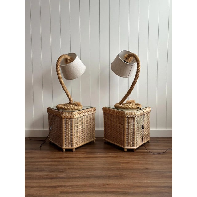 Vintage French Mid-Century Rope Table Lamps, Pair For Sale - Image 10 of 18
