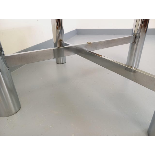 Vintage Italian Space Age Square Coffee Table in Smoked Glass and Chromed Metal, 1970s For Sale - Image 14 of 18