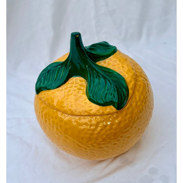 Mid 20th Century McCoy Citrus Chic California Orange Shaped Ceramic Cookie Jar For Sale - Image 4 of 12