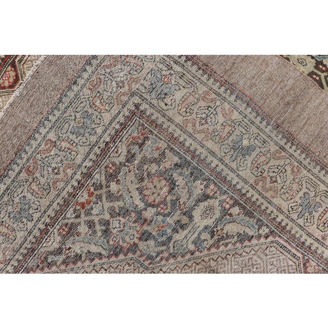 Antique Persian Serab Camel Hair Rug With Medallion and Geometric Design 6'7 X 10'7 For Sale - Image 15 of 15