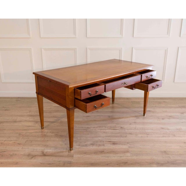 Wood Louis XVI Style Mahogany Bureau Plat (Directoire Desk), Mid-20th Century For Sale - Image 7 of 10