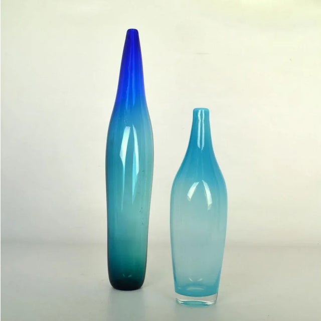 Blue Hand Blown Vases by Floris Meydam and Siem Van De Marel, 1960s, Set of 3 For Sale - Image 4 of 10