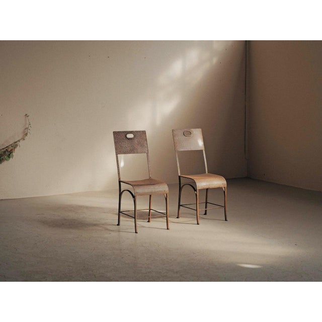 Riveted Steel and Patinated Sheet Metal Chairs, 1920, Set of 2 For Sale - Image 18 of 18