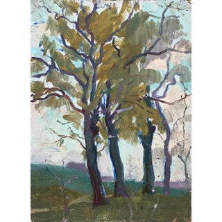 Forest Landscape Oil Painting, Ukrainian Soviet Art, 1960s For Sale