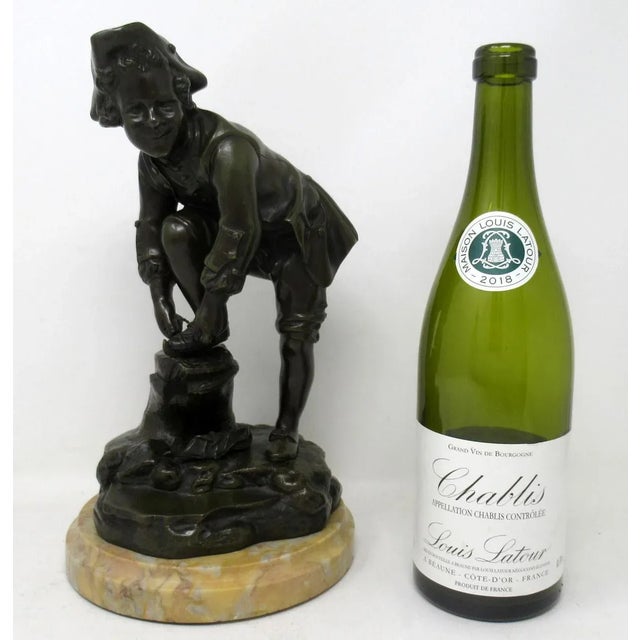 Antique French Bronze Figure Male Ice Skater Sienna Marble Nineteenth Century For Sale - Image 10 of 11