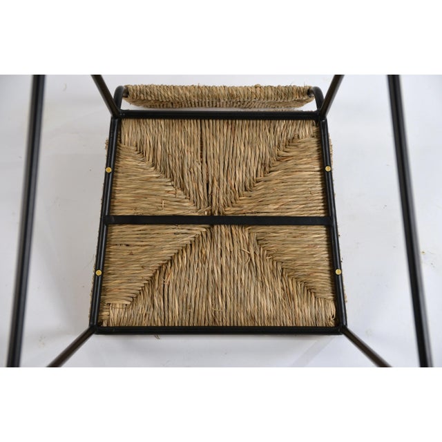 Tan Design Frères "Campagne" Steel and Rush Counter Stools - Set of 4 For Sale - Image 8 of 11