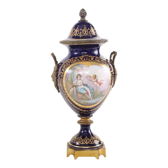 Mid 19th Century Bronze Mounted / Sèvres Porcelain Covered Urn For Sale