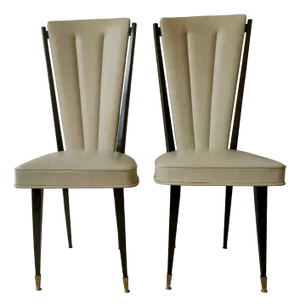 Vintage Faux Leather Chairs, 1960s, Set of 2