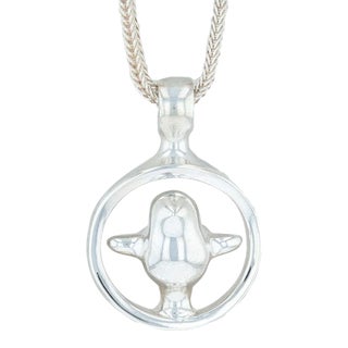 Vladimir Peter Bird Pendant Necklace Sterling Silver 26" Wheat Chain WLADIS For Sale
