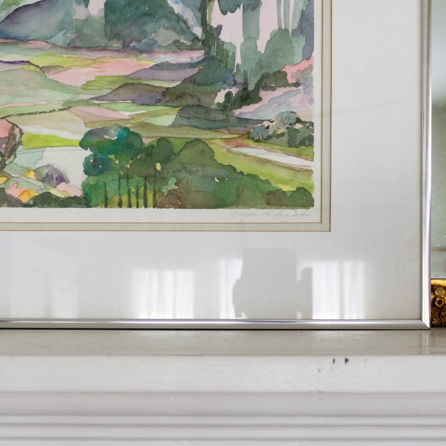 Abstract Fauvist Watercolor Landscape Painting Titled China Pink For Sale - Image 9 of 10