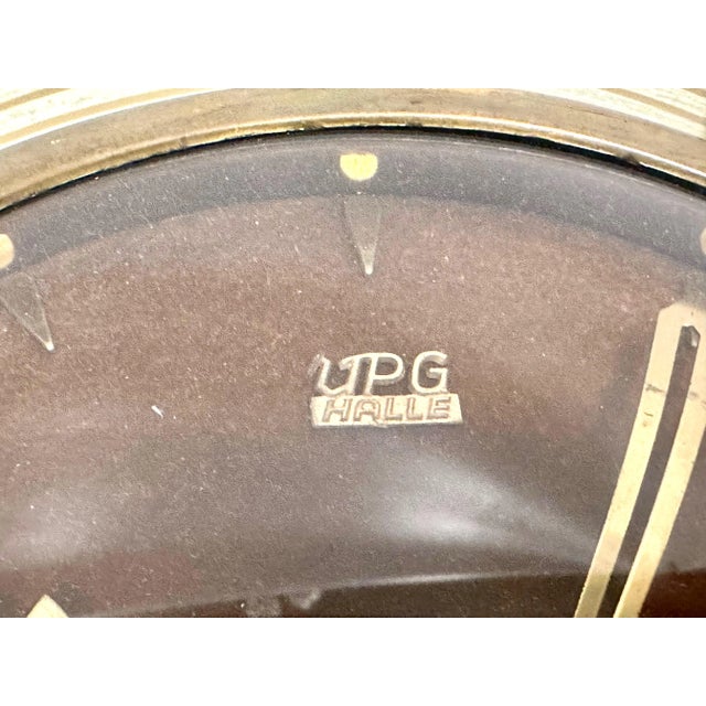 German Brass Wind Up Wall Clock with Rope Hanger by UPG Halle, 1960s For Sale - Image 4 of 9