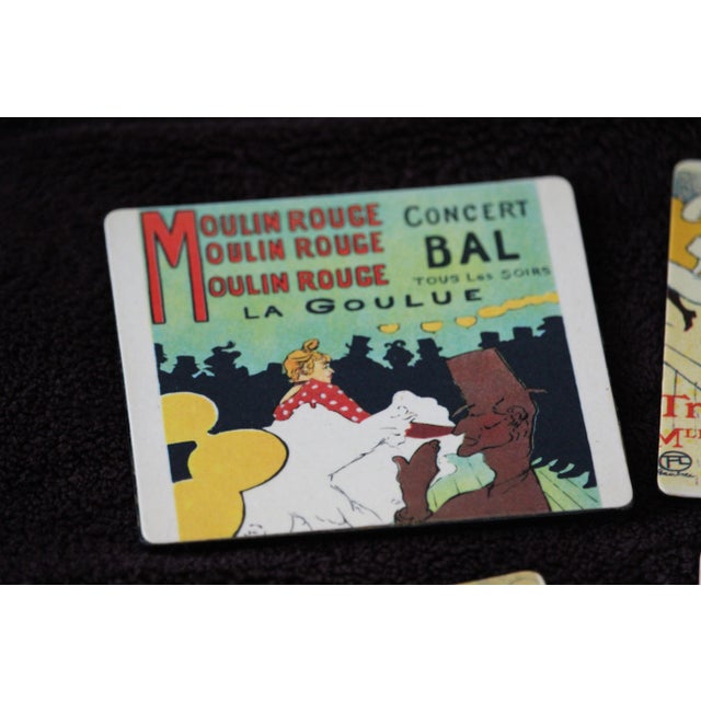 Paris decor coasters Toulouse Lautrec Moulin rouge decor Affiche Drinkware Barware Set 6 Christmas table Holiday table...