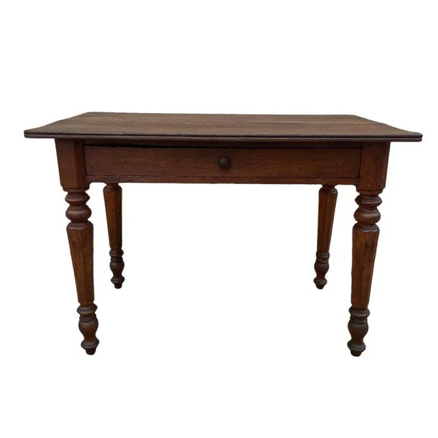 Wood Louis Philippe Bistro Table with 1 Drawer in Oak For Sale - Image 7 of 10