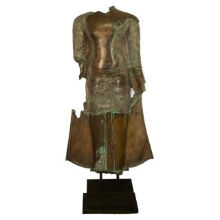 Large Ancient 16thC Thai Ayutthaya Bronze & Copper Buddha Sculpture Statue 1550 For Sale