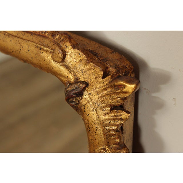 Mid 20th Century Vintage Italian Carved Giltwood Wall Mirror For Sale - Image 5 of 17