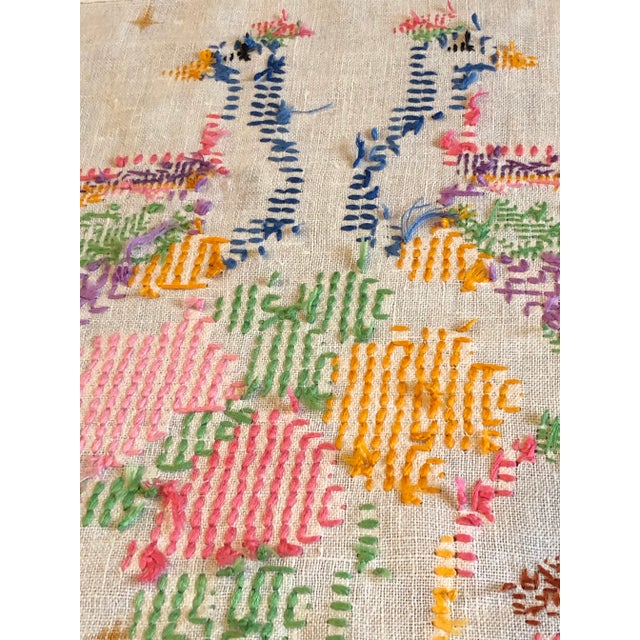 Vintage Peacock Embroidered Tapestry Art Cloth Panel For Sale - Image 10 of 10