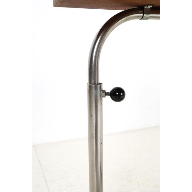 Brown Mid-Century Danish Adjustable Teak and Tube Steel Side Table, 1960s For Sale - Image 8 of 14