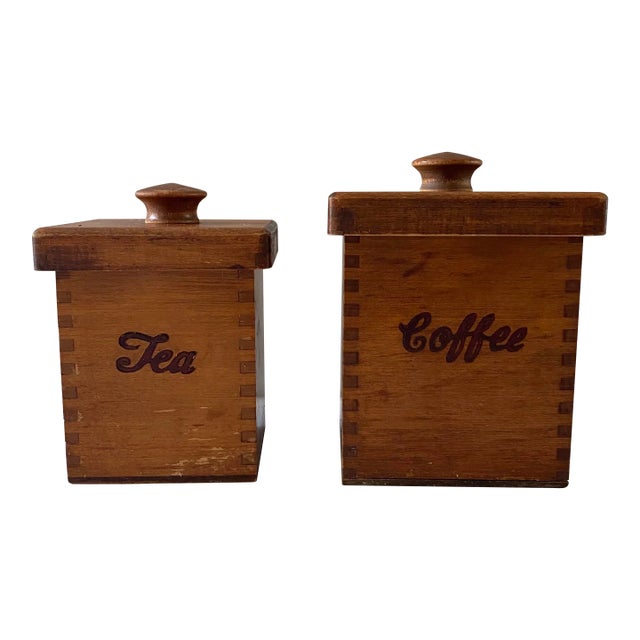 Vintage Woodcroftery Coffee and Tea Canister Set For Sale