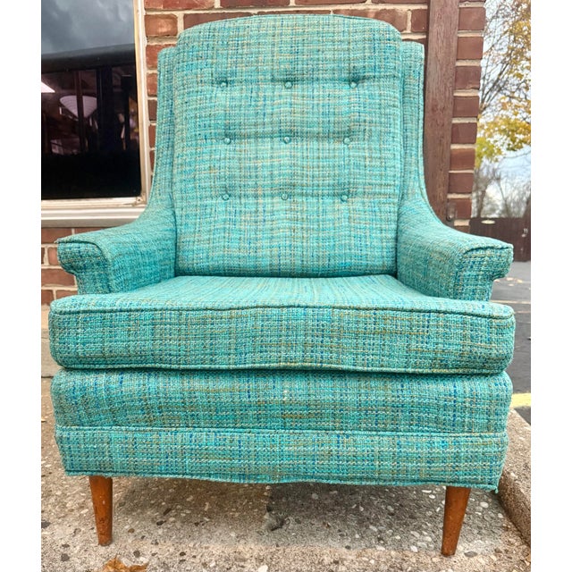 Mid-Century Modern 1970s Vintage Mid-Century High Back Armchair For Sale - Image 3 of 11
