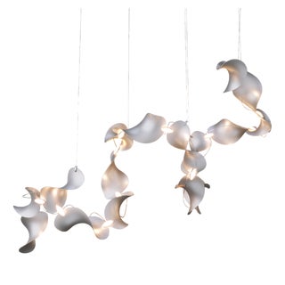 Dune 16 Spiral Chandelier with Silver Anodized Shades by Daniel Becker for Moss Objects For Sale