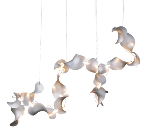Dune 16 Spiral Chandelier with Silver Anodized Shades by Daniel Becker for Moss Objects