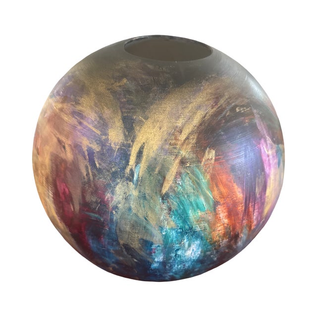 Large Byron & Alyse Sanders Signed Studio Art Pottery Globe-Form Vessel, 1980s For Sale - Image 13 of 17