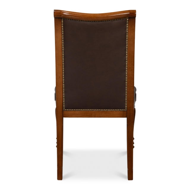 2020s French Empire Dining Chairs in Brown Leather, Sets of 2 For Sale - Image 5 of 11