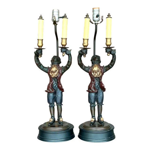 Vintage Boho Gilt Tipped Monkey Lamps - a Pair For Sale