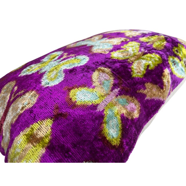 African Velvet Ikat Cushion Cover With Butterfly Design For Sale - Image 3 of 10