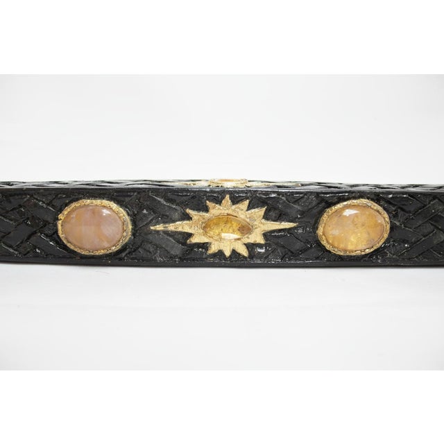 Alligator Carved Wood Gold Leaf Amber Inlaid Black Lacquer Walking Stick Cane For Sale - Image 12 of 18
