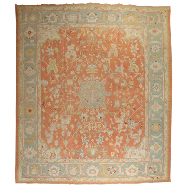 Large Orange Antique Oushak Rug - 11'7" x 15'6" For Sale - Image 15 of 18