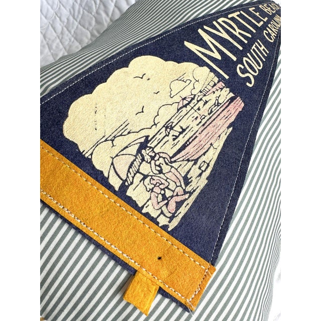 Description: Vintage blue Myrtle Beach, South Carolina Felt Pennant from around the 1950s to 1960s. Unknown Date. New...