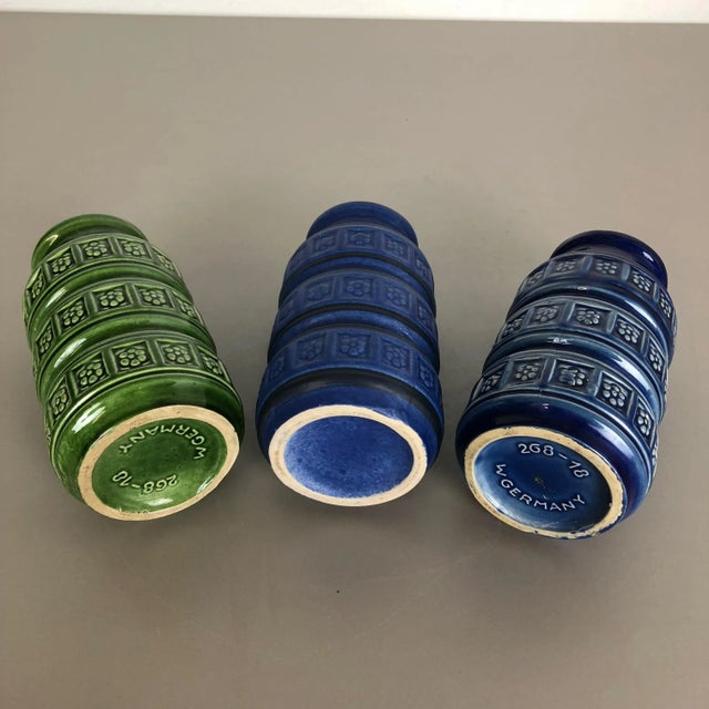 Multi-Color Pottery Fat Lava Vases from Scheurich, Germany, 1970s, Set of 3 For Sale - Image 14 of 18