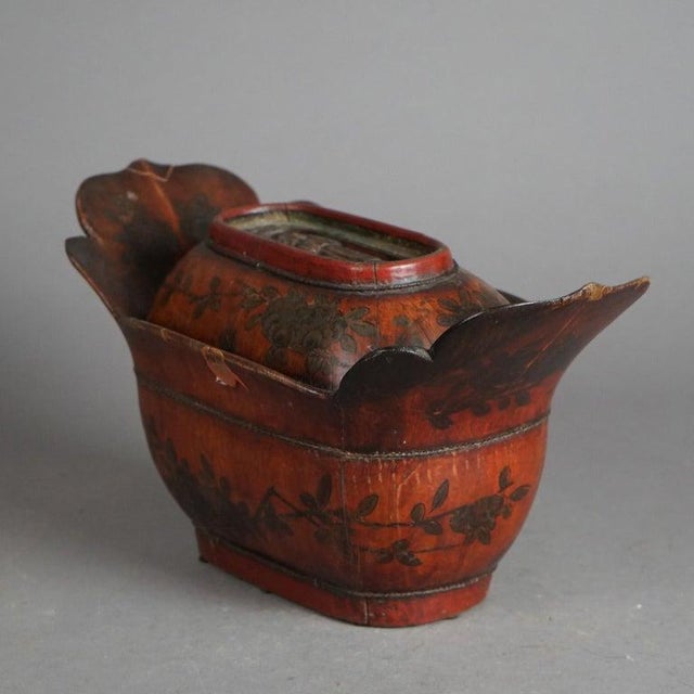 Antique Chinese Figural & Polychromed Wooden Basket Circa 1920 For Sale - Image 10 of 14